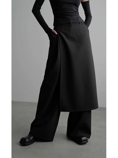 Wide-Leg Straight Pants & Wrap Skirt Set NA4173