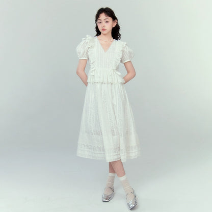 Lace French Style Short Sleeve Dress NA5340