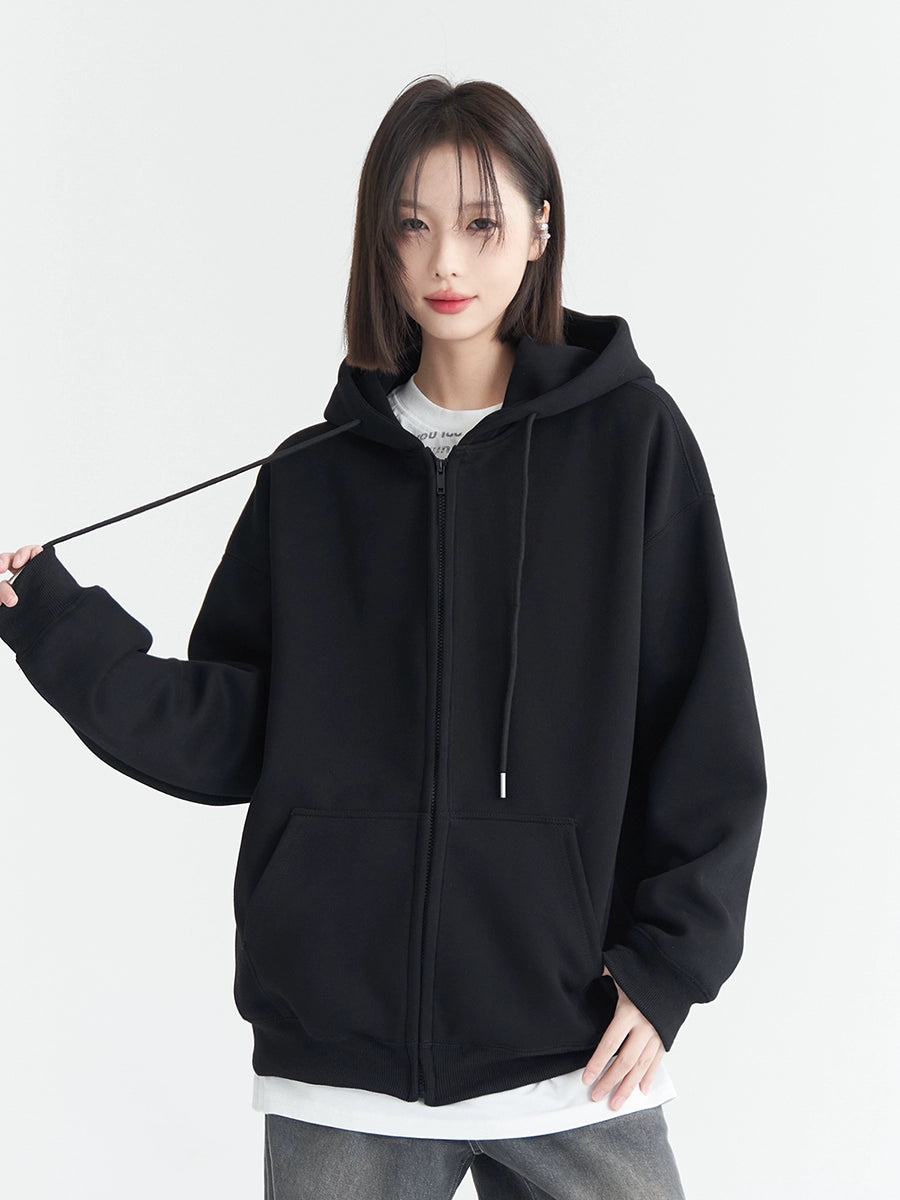 Simple Basic Oversize Zipper Hoodie NA2757