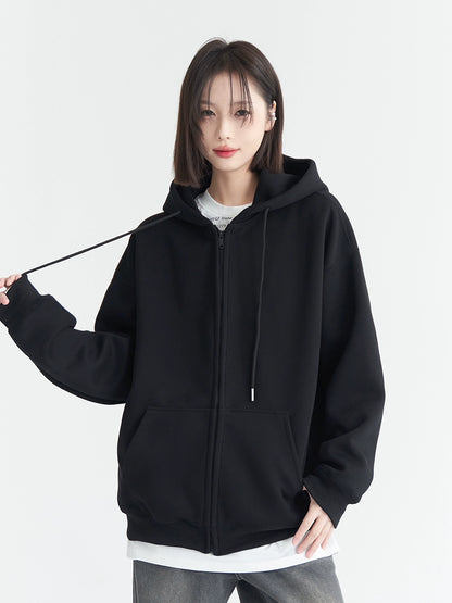 Simple Basic Oversize Zipper Hoodie NA2757