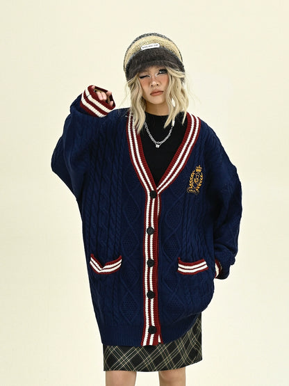 Oversize College Badge Knit Cardigan NA6257