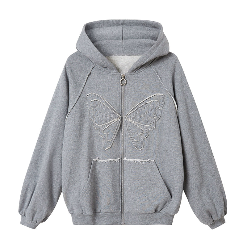 Lace Butterfly Zipper Hoodie NA5453