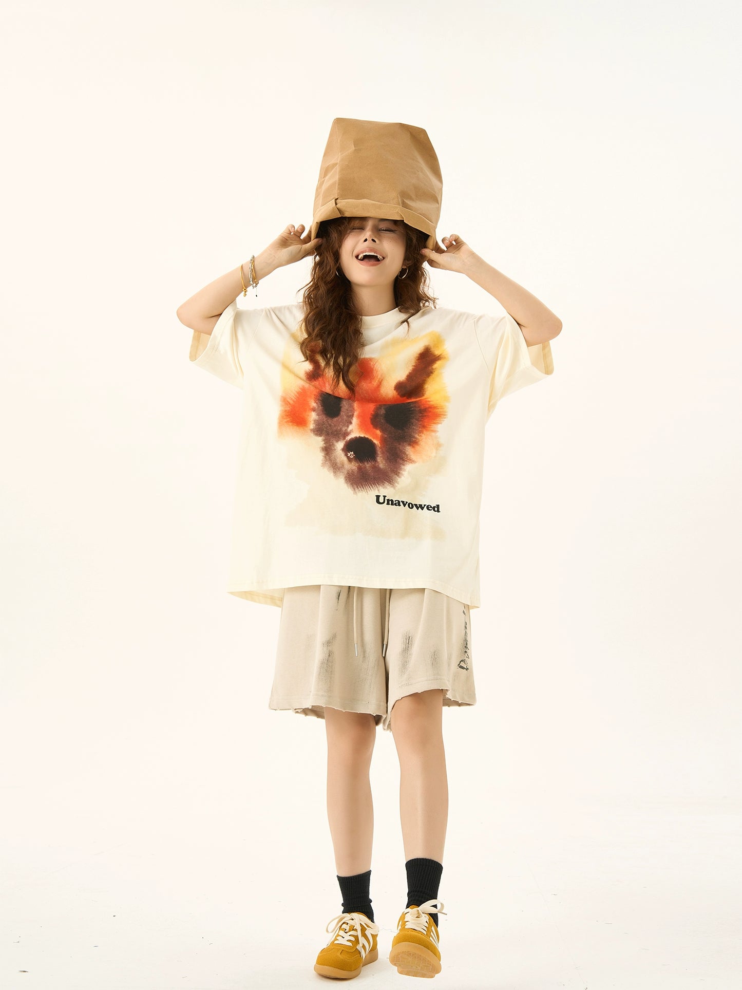 Graffiti Print Oversize Short Sleeve T-shirt NA3081