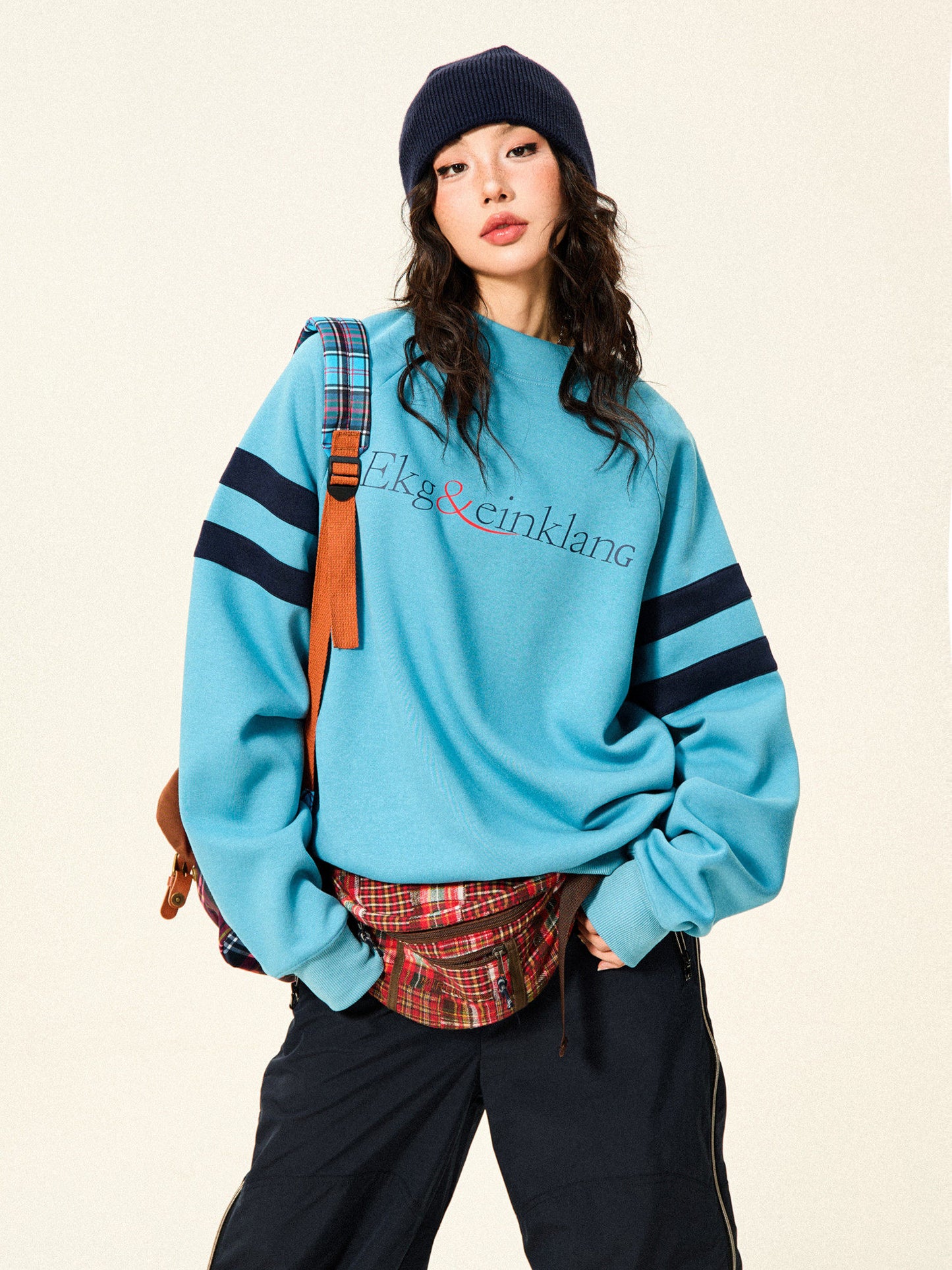 Contrast Graphic Oversize Knit Sweater NA9402