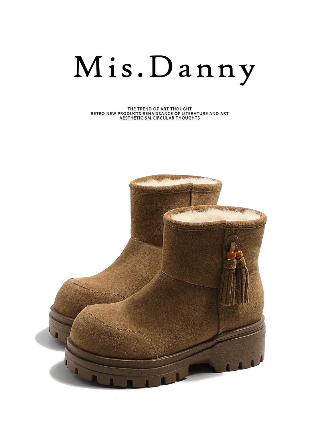 Fake Fur Lined Tassel Detail Ankle Boots NA8647