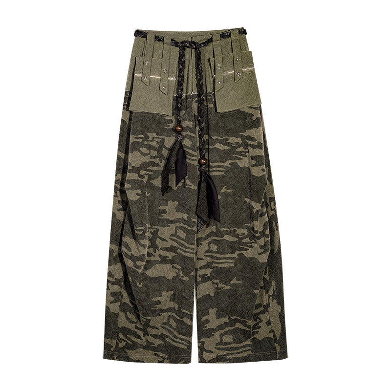 Heavy Craft Camouflage Multi-Pocket Wide Leg Cargo Pants NA8639