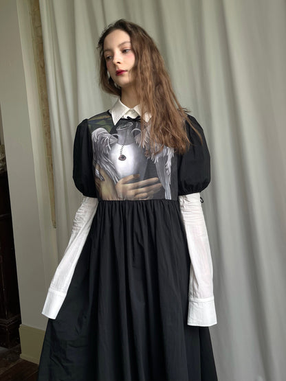 Detachable Wings Cross Ruffle Long Sleeve Shirt NA8258