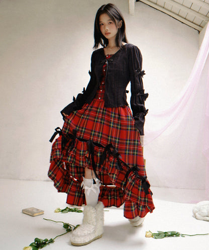 Irregular Bow Elastic Waist Long Skirt NA8310