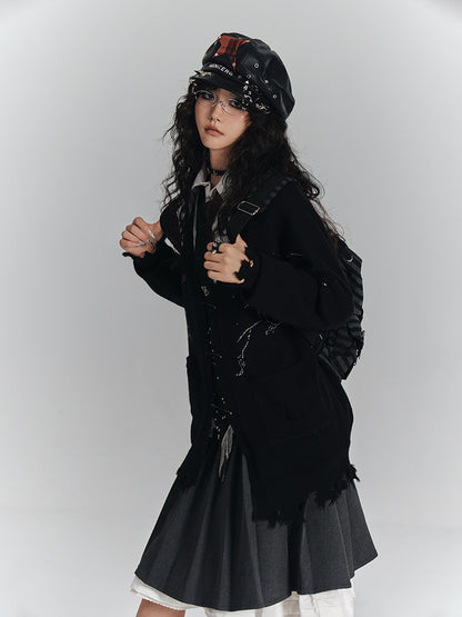 Safety Pin V-Neck Oversize Knit Cardigan NA8900