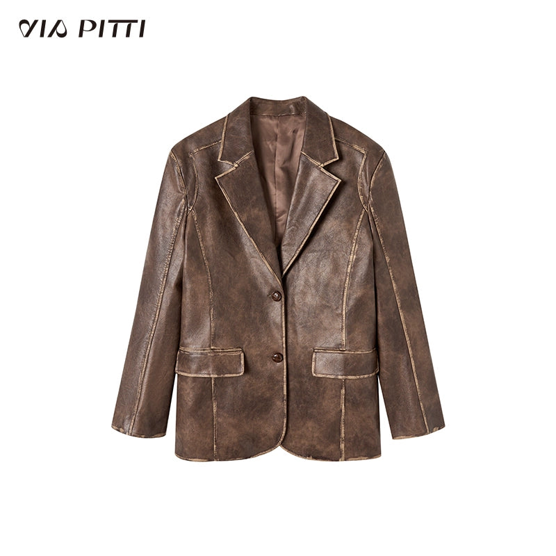 PU Leather Jacket & PU Leather Belted Skirt Setup NA4671