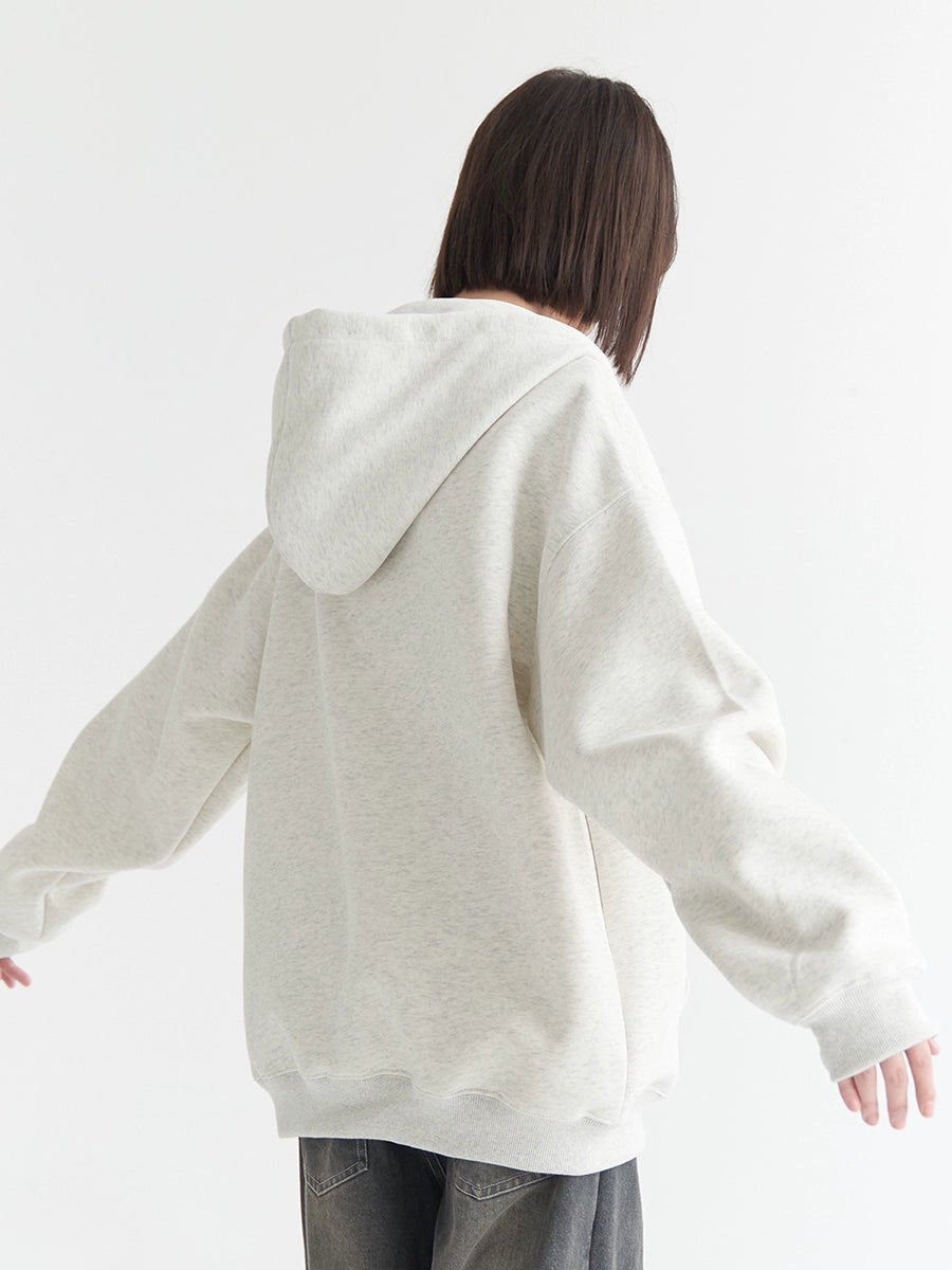 Simple Basic Oversize Zipper Hoodie NA2757