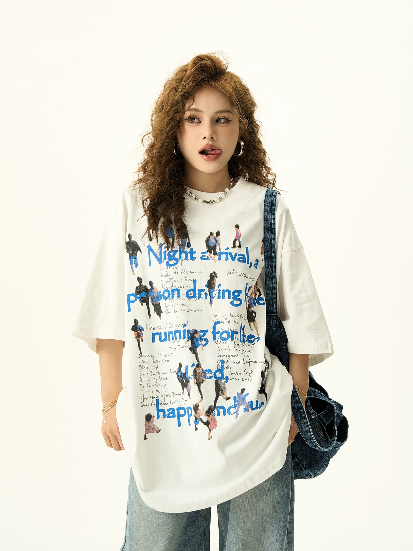 Graffiti Print Oversize Short Sleeve T-shirt NA3104