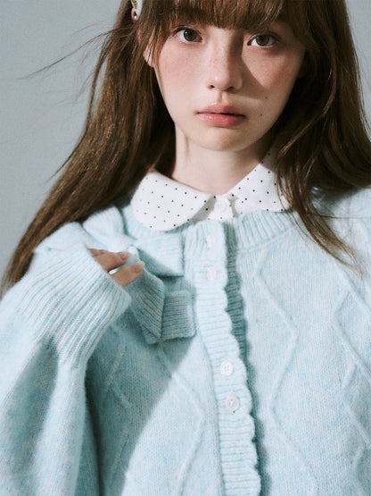 Moonlight Silhouette Bow Detail Wool Knit Cardigan NA8787