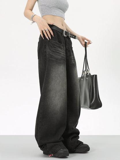 Water Washed Wide Leg Denim Jeans NA2903