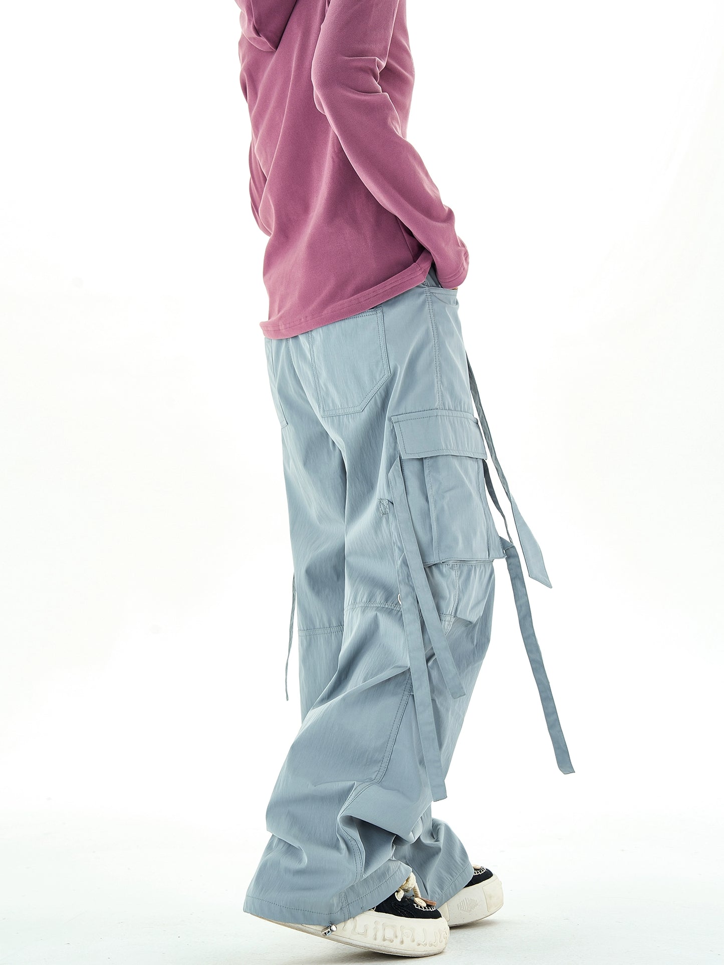 Multi Pocket Waterproof Wide-Leg Straight Paratrooper Pants NA2953