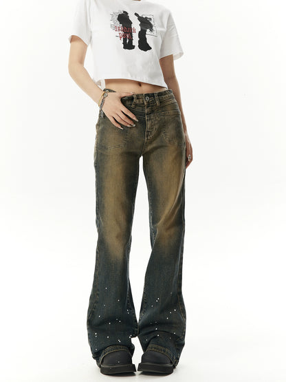 Washed Micro Flare Denim Jeans NA2996