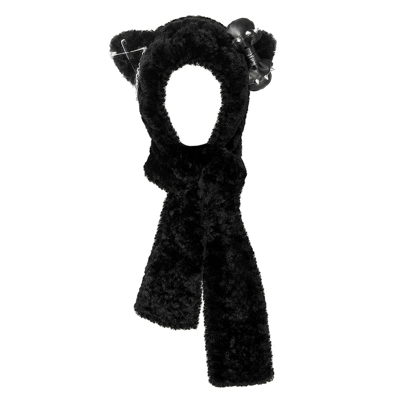 Bow Cat Plush Scarf Hat  NA6595