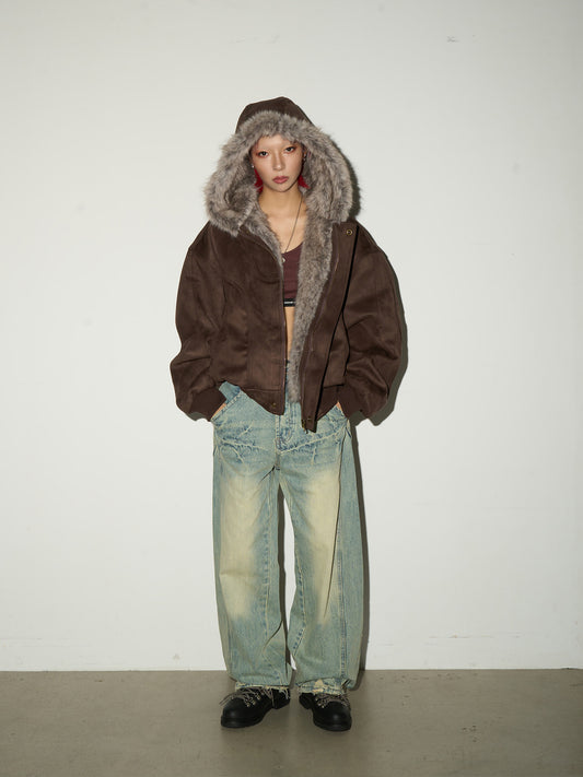 Washed Wide Leg Denim Jeans NA9110