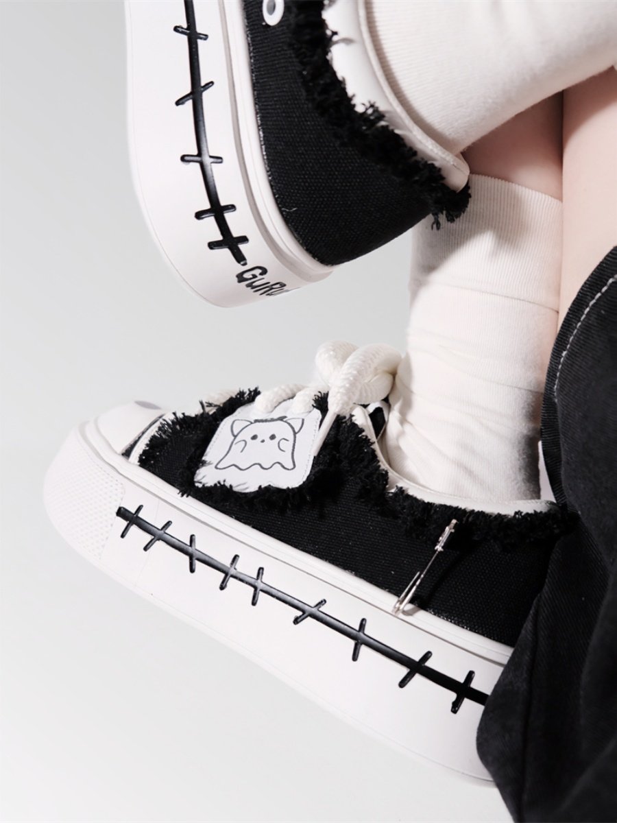 Ghost Flag Canvas Platform Shoes NA8504