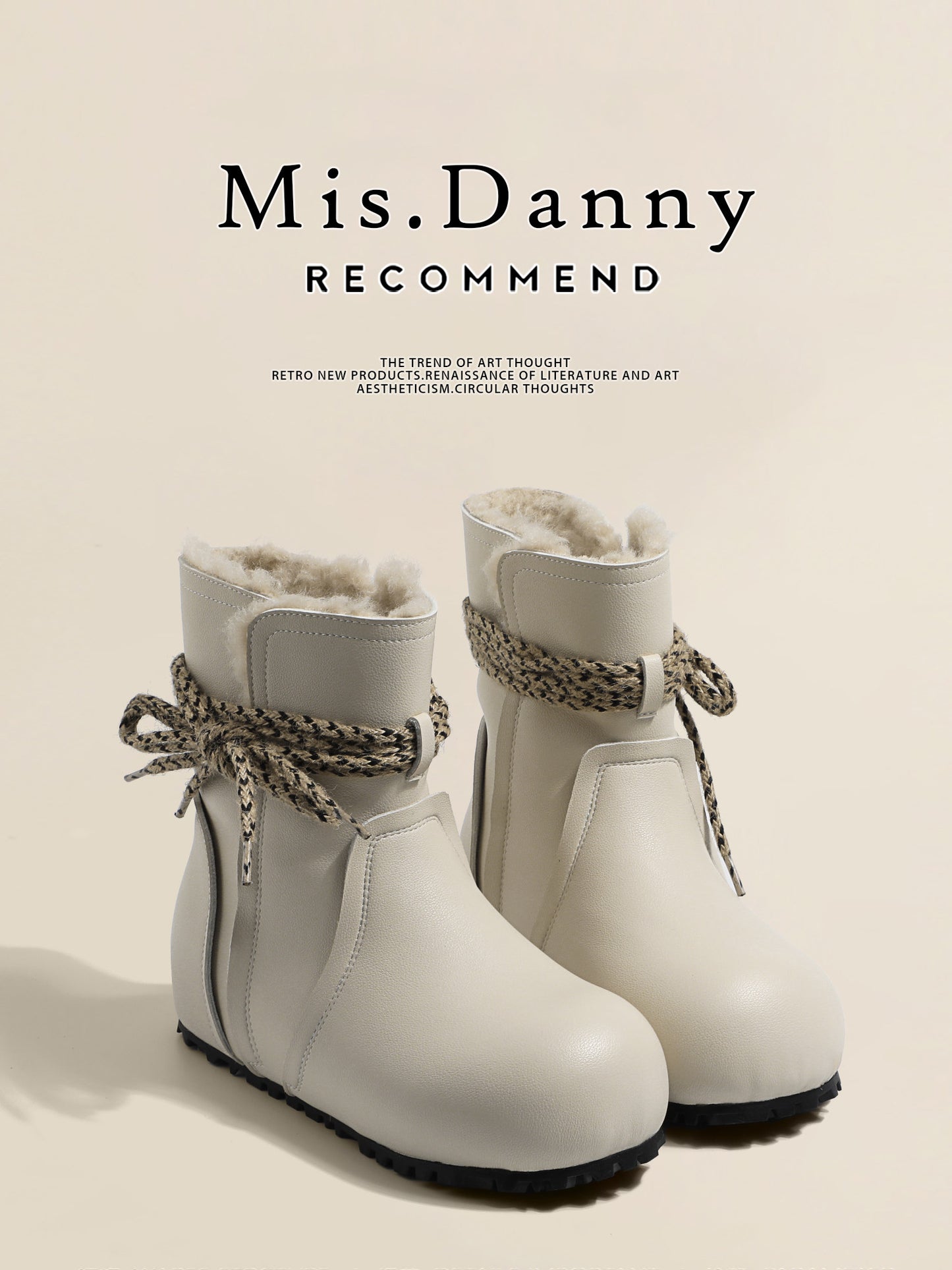 Fake Fur Lined Rope Laces Snow Boots NA8644