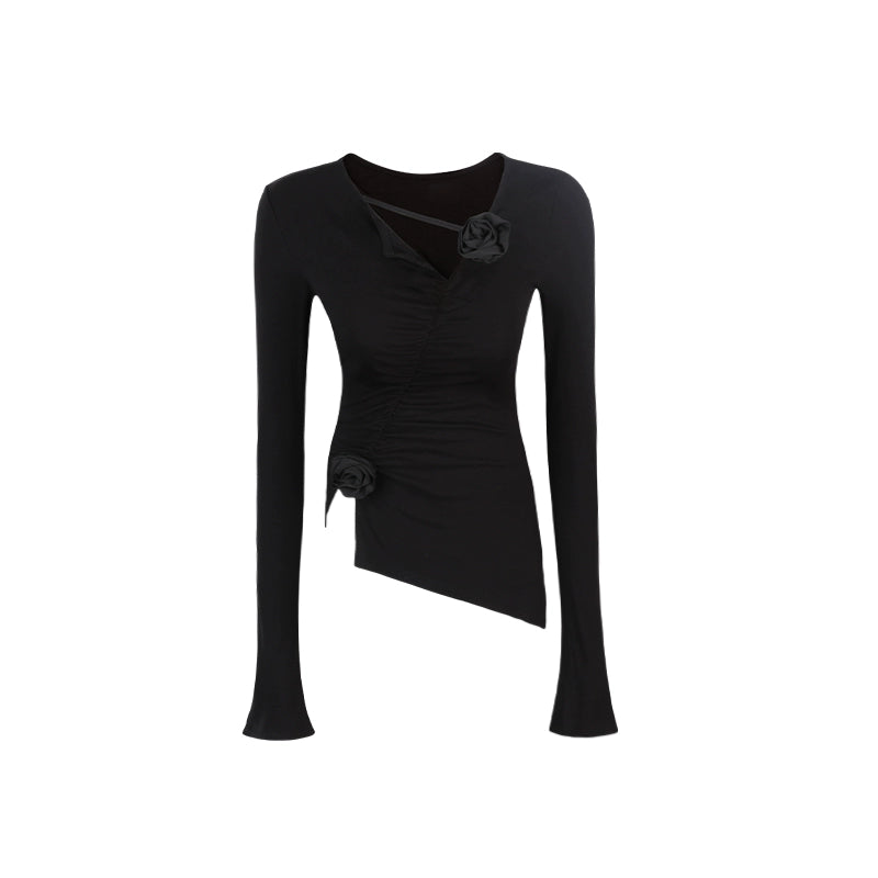 Irregular Hem Length Lightweight Long Sleeve T-shirt NA3976