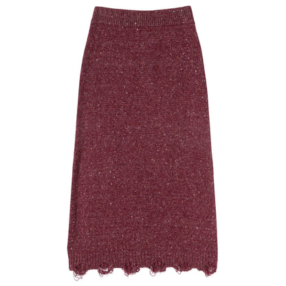 Textured Hooded Knit Sweater & Long Knit Skirt Setup NA6893