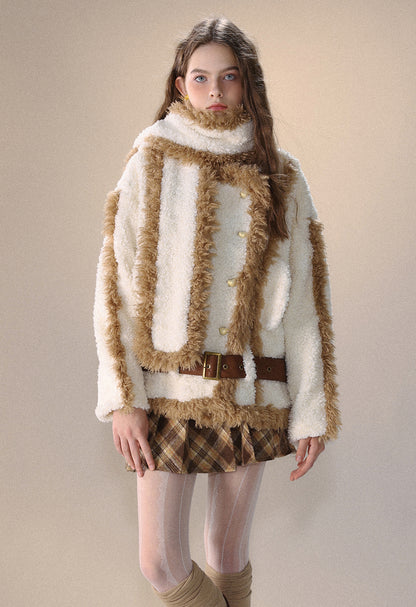 Fur Design Short Boa Jacket & Neck Scarf NA5683