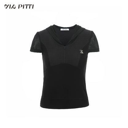 Hooded Mesh Short Sleeve T-shirt NA4676