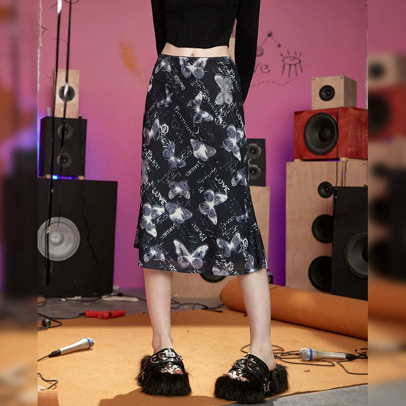 Butterfly Print High Waist Skirt NA3513