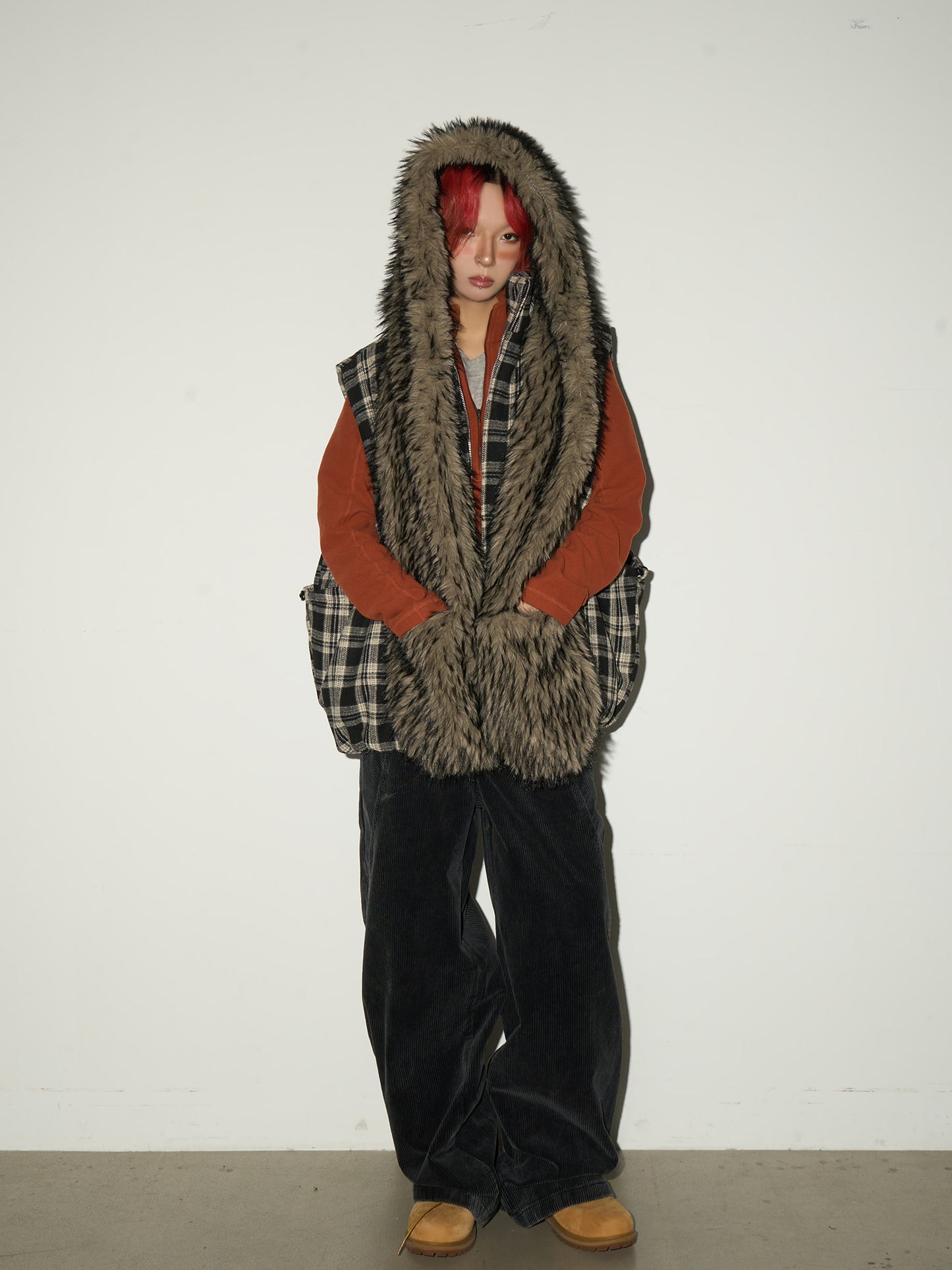 Fake Fur Pocket Design Scarf NA9202