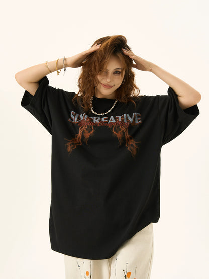 Graffiti Print Oversize Short Sleeve T-shirt NA3141