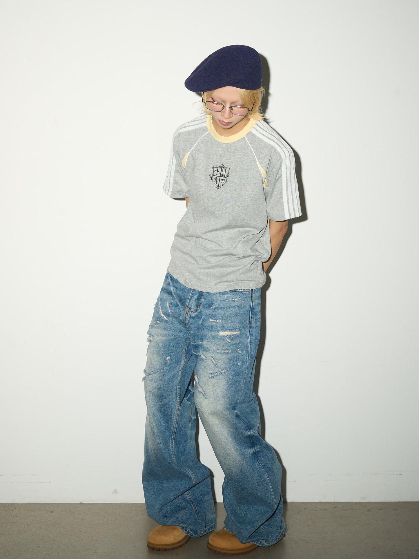 Washed Damage Fade Straight Denim Jeans NA9209