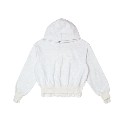 Ribbon Lace Patched Oversized Hoodie NA2461