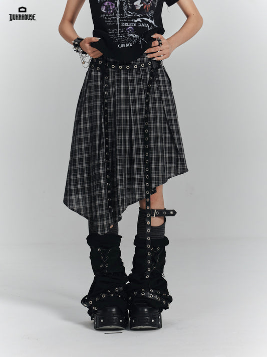 Irregular Plaid A-Line Skirt NA9236