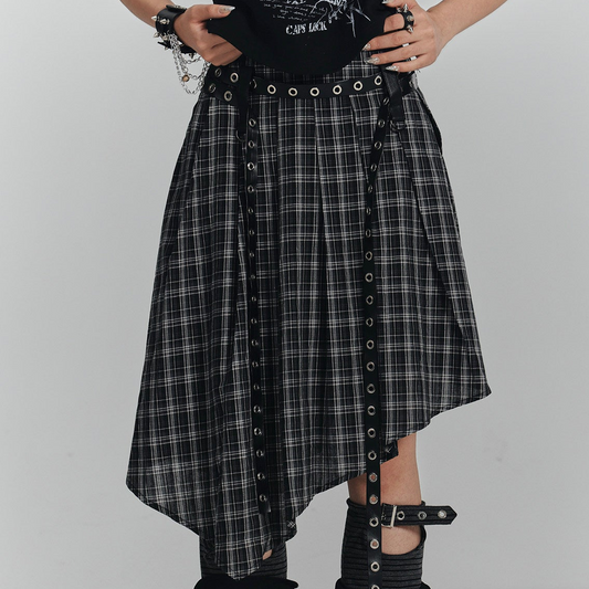 Irregular Plaid A-Line Skirt NA9236