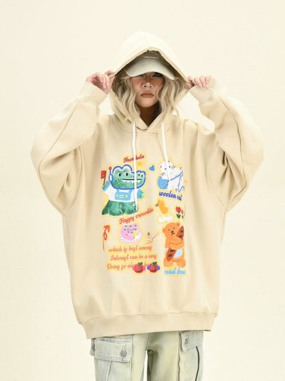 Oversize Fleece Cartoon Hoodie NA6285