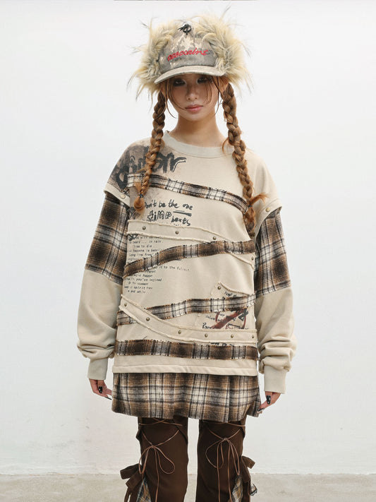 Wasteland Print Detachable Sleeve Sweatshirt NA8558