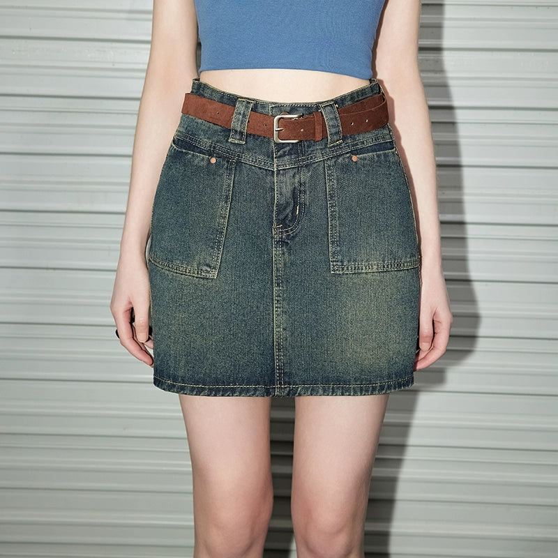 High Waist Denim Short Skirt NA3550