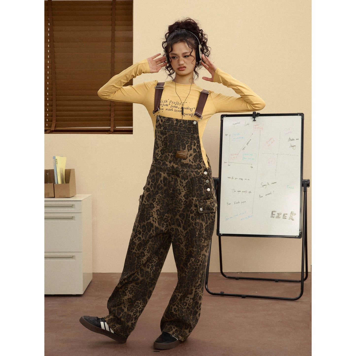 Leopard Pattern Wide-Leg Overalls NA2465