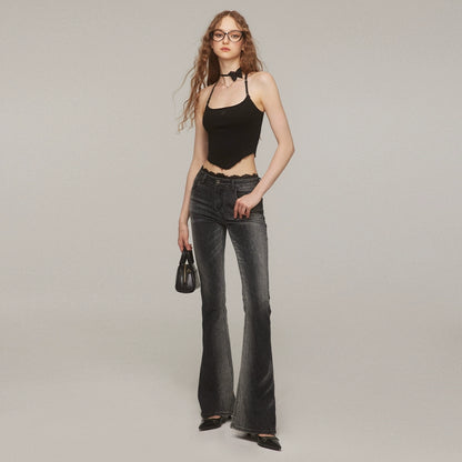 High Waist Straight Micro Flare Pants NA3979