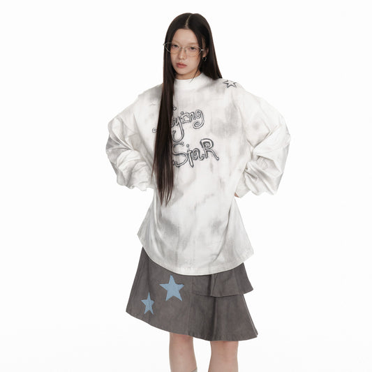 Star Print Graffiti Long Sleeve T-Shirt NA7115