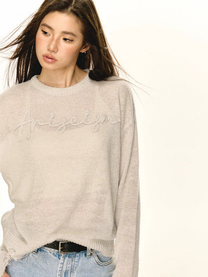 Embroidery Round Neck Knit Sweater NA5267