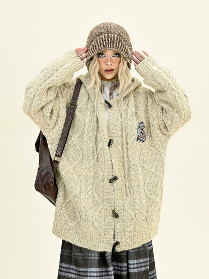 Cable Knit Hooded Cardigan NA6450