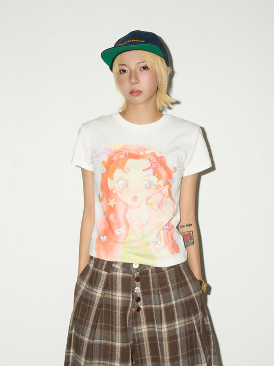 Illustration Print Short Sleeve T-Shirt NA9122