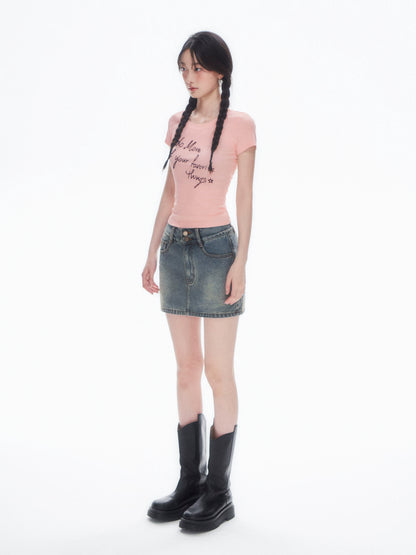 A-Line Denim Short Skirt NA4363