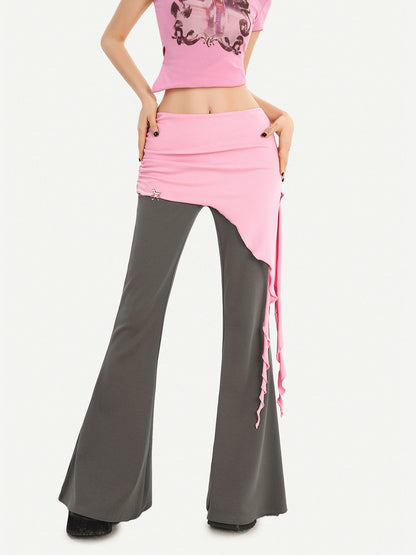 Fake Layered High Waist Flare Pants NA8618