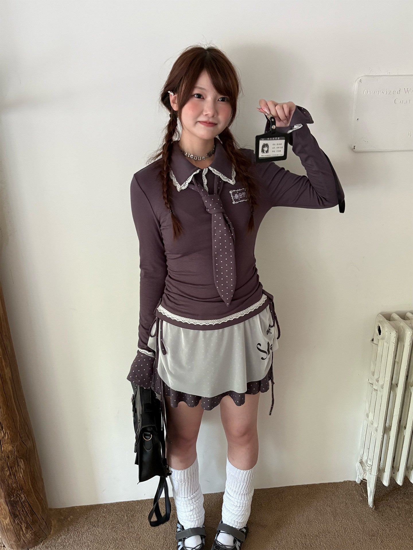 Lace Patchwork Splice Long Sleeve Shirt NA9256