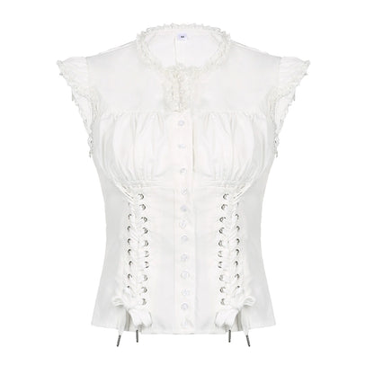 Slim Fit Lace Sleeveless Shirt NA4466