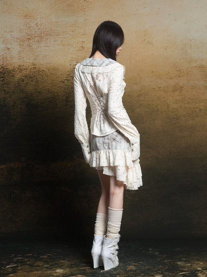 Ruffled Double Layered Hollow Romantic Slim Shirts NA8362