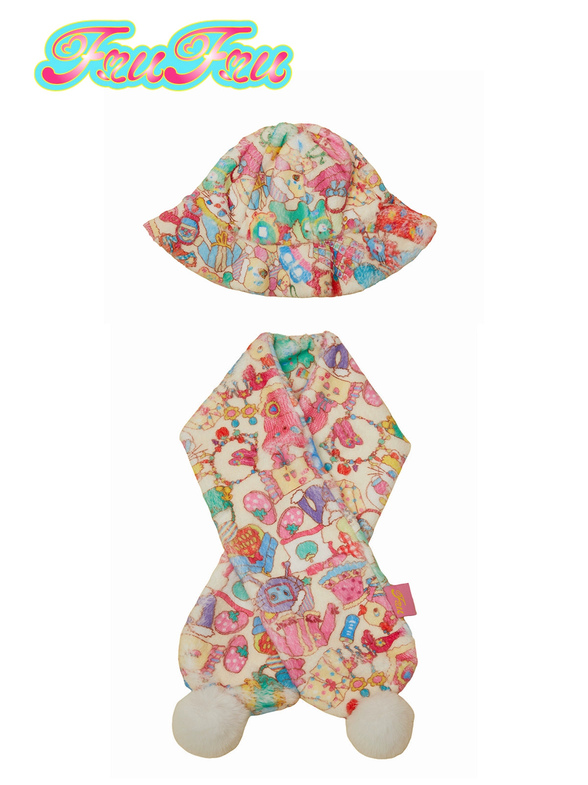 Cartoon Print Hat & Scarf Set NA6554